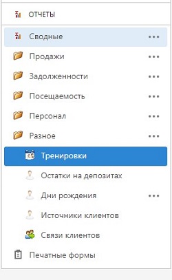 список тренировок